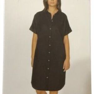 NEW! Well Worn Black Button-Up Linen Blend Dress Size Large or X-Large